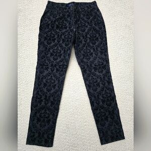 Chaps Black Damask Pattern Pants